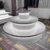 Estande de Exposição Pintado com Formato Especial, Plataforma de Experiência Circular, Estande de Exibição de Tecnologia em Múltiplas Camadas, Ilha Luminosa de Formato Especial para Produtos