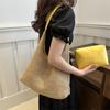 Bolso tejido para mujer, verano 2024, nuevo, moderno, informal, de gran capacidad, elegante, portátil, para llevar debajo del brazo.