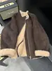 Outono/Inverno 2026 Casaco de Algodão Integrado de Couro Mesclado e Pele de Alta Qualidade Roupa Externa Quente para Mulheres Linda Elegante Top Solto