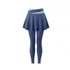 Conjunto de Fitness para Mujer Cuello Alto Manga Larga Chaqueta de Yoga Falda Pantalón Falso de Dos Piezas Control de Abdomen Moldeador Carrera Matutina Ejercicio Conjunto de Yoga