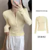 Camisa básica Henley com botões até a metade para mulheres, roupa íntima para outono e inverno, corte justo, modeladora, top de malha de manga comprida