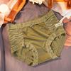 Ropa interior nueva de talle medio para mujer de lujo ligero satén seda de hielo sin costuras encaje abdominal levanta glúteos algodón entrepierna transpirable calzones para mujer