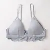 82226-JA Sujetador de Tirante Fruncido Vertical Sencillo Dulce Combinación Total Triángulo Sin Aros Ropa Interior Francesa