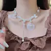 Collar de Perlas de Moda con Empalme y Borlas, Cadena para Clavícula de Concha Redonda, Gargantilla de Perlas Degradadas de Nicho, Exquisito Accesorio para Mujeres
