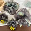 Scrunchie Amarelo Floral Estilo Coreano para Mulheres, Acessório Versátil da Moda, Elástico de Cabelo Fresco e Elegante para o Verão, Ornamento de Cabelo