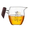 Taza de Falda de Vidrio con Mango de Madera, Taza de Vidrio Resistente al Calor, Taza para Compartir, Divisor de Té, Tetera, Juego de Té Kung Fu