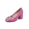 Zapatos Gruesos de Tacón Medio para Mujer 2023, Tallas Grandes 40-48, Hebilla Cuadrada con Pedrería, Zapatos de Mujer Transfronterizos de Amazon