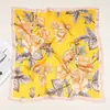 Pañuelo Cuadrado Nuevo Transfronterizo para Mujer de 70 cm Estampado Retro Seda de Imitación Pañuelo de Alta Gama Pañuelo Chal Protector Solar