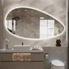 Espejo de baño de forma irregular transfronterizo, espejo inteligente con iluminación LED sensible al tacto, espejo de maquillaje