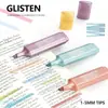 Caneta Marca-Texto Metálica com Glitter para Estudantes Destacarem Pontos Chave, Caneta Marcadora Colorida com Ponta Chanfrada de Alto Brilho e Glitter
