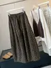 Calça pantalona floral fresca retrô estilo coreano casual para mulheres, outono, elástica, cintura alta, cordão ajustável, longa