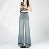 Nueva moda de chica hot estilo americano, diseño de bolsillo trasero, no ajustados, adelgazantes, jeans de mujer de longitud completa, admite dropshipping