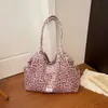 Bolsa Tote Versátil de Camurça Estampada de Leopardo Vintage Dupla Face de Nicho Alta Qualidade Grande Capacidade para o Dia a Dia Bolsa de Ombro Versão Coreana