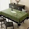 Fornecimento Exclusivo Transfronteiriço de Toalha de Mesa Retangular para Casa em Fio Verde Estilo Retro Americano, Impermeável, à Prova de Óleo, Lavável
