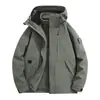 Nova Jaqueta Três em Um para Uso Externo no Outono e Inverno, com Forro de Fleece, Espessada, Conjunto de Duas Peças Destacável, Casaco Casual à Prova de Vento e Quente