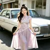 Vestido Cheongsam Estilo Nacional para Meninas Verão 2026 Novo Estilo Vestido Infantil Elegante Novo Estilo Chinês Roupas de Verão Saia Hanfu para Meninas