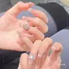 Parches de Manicura Hechos a Mano para Otoño e Invierno, Uñas Postizas, Uñas Largas, Blanqueamiento 10 Piezas de Uñas Portátiles Ojo de Gato de Cristal, Gama Alta