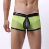 Ropa interior tipo bóxer para hombre, de malla grande, transpirable, de cintura baja, de charol hueco, de malla, nuevo estilo de pelo