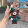 [Presente de Natal] Chaveiro Urso Suéter Homem Biscoito de Gengibre Criativo Desenho Animado Pelúcia Cachecol Boneca Pingente de Bolsa