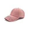 Gorra de Béisbol de Mezclilla Lavada Transfronteriza Amazon Retro Americano Desgastado Bordado Etiqueta de Cuero Gorra Visera en Stock Fábrica