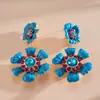 Pendientes de Flor Europeos y Americanos Transfronterizos con Diamantes de Goteo, Pendientes Retro Simples y de Moda, Pendientes de Nicho de Gama Alta para Mujeres