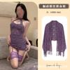 Media Azúcar Gravedad Original Nuevo Estilo Chino Morado Halter con Almohadillas en el Pecho Cheongsam Encaje de Pura Pasión Sexy Ajustado al Cuerpo Envoltorio para la Cadera 1058