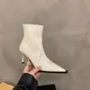Botines de tacón alto, punta fina, estilo francés para mujer, nueva colección primavera/otoño 2025, botines ajustados para invierno, botines estilo coreano