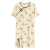 Camisón antiguo de verano para mujer, de algodón puro, de manga corta, estilo chino, estilo nacional, holgado, para el hogar, ideal para usar en exteriores, de algodón de imitación.