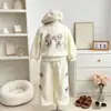 Nuevo Conjunto de Lazo Bordado para Niños Primavera Otoño Sudadera Pantalones Deportivos Estilo Salado Niñas Ropa Deportiva Linda Conjunto de Dos Piezas Ropa Infantil