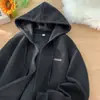 Moletom com Capuz para Homens e Mulheres, Primavera e Outono Americano Pesado Básico Versátil Cardigan com Zíper Jaqueta Nova de Inverno 2024