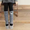 Zapatos y calcetines para niñas, calcetines de felpa para niños de primavera y otoño, estilo coreano con bolsillo y lazo, calentadores de piernas cálidos de otoño e invierno para niñas