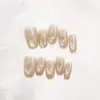 Unhas postiças de cor gelatina de damasco leitoso transparente, estilo olho de gato, cor sólida simples, suaves e valorizam as mãos, 30 peças de unhas prontas