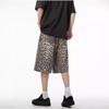 Jeans American Retro High Street Transfronteiriço da Amazon Calças de Verão Shorts Jeans Estampados de Leopardo Calças Largas de Comprimento Médio para Mulheres
