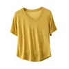 Camiseta de Manga Corta de Modal para Mujer Verano Ajustada Delgada Seda de Hielo Cuello Redondo Base Camiseta de Media Manga