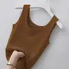 - Chaleco de punto acanalado Jin Sling para mujer talla grande ajuste ceñido prenda exterior capa interior capa base sin mangas