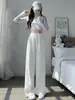 Calça de Moletom Cinza Estilo Americano para Mulheres Primavera e Outono 2026 Nova Calça Banana Reta Solta Calça de Moletom Casual de Outono