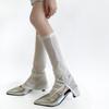 Calcetines Finos de Verano para Mujer con Aberturas, Calcetines Ligeramente Acampanados, Calcetines Apilables, Calcetines Sencillos de Color Sólido para Pantorrilla, Calentadores de Pierna de Verano Tendencia