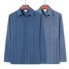 Camisa para Hombre Mayor Sin Planchar Nueva de Manga Larga Traje de Papá Talla Grande para Adultos Medianos Holgada Camisa de Verano Traje para Hombre de Primavera y Otoño