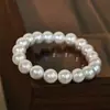 HEIY BAI Pulsera de Perlas Artificiales Retro Francesa Pulsera Completamente de Perlas Pulsera de Temperamento Elegante Hilo Simple para Mujer