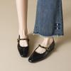 Weiwei Girl 821-3 Zapatos Individuales Vintage Franceses para Mujer Zapatos Planos Camelia Boca Baja Suela Suave con Mary Jane