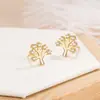 Brincos Femininos de Folha Estilo Novo Atacado, Árvore dos Desejos Cravejada com Microdiamantes, Presentes de Natal e Ano Novo, Lote Misto de Joias para Orelha