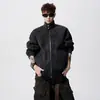 Chaqueta de Trabajo Retro Americana Cortada con Láser con Cuello Alto para Hombre, Temporada de Primavera, Estilo de Alta Gama, Prenda Superior Fresca y Elegante, Corte Holgado, Ropa de Abrigo Versátil para Pareja