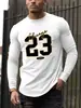 Camiseta de Manga Larga 2025 para Hombre Camiseta de Manga Larga con Estampado y Cuello Redondo Moderna Versátil Top Casual Ropa para Hombre