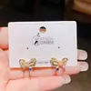 Pendientes Sencillos de Zirconia con Diseño Exquisito de Aguja de Plata Mariposa para Mujer, Pendientes Versátiles Dulces Estilo Coreano de Gama Alta para el Trabajo y el Uso Diario
