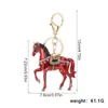 Tendência Nacional Novo Estilo Chinês Chaveiro de Cavalo com Pedras Strass 3D Pingente de Bolsa Cavalo do Zodíaco Metálico Chaveiro de Carro