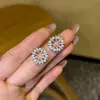 Aretes de aro de perlas con diamantes completos estilo francés, diseño único, delicados y versátiles, aretes de lujo ligero