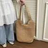 Bolsa Tote de Gran Capacidad para Mujer, Bolso Tejido a Mano de Paja, Bolso de Hombro Tejido Suave de Verano, Gran Capacidad para Mujer