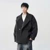 Ropa de Abrigo de Lana Sarga Estilo Retro Old Money para Hombre Otoño e Invierno Marca de Tendencia Diseño Corto Rompevientos Chaqueta Holgada