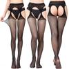 Nueva red de pesca antienganches sexy transparente hueca por los cuatro lados Medias para mujer Calcetines de liga abiertos para mujer Jacquard Liguero