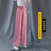 Ropa de mujer talla grande 2026 verano nuevos pantalones de pierna ancha, holgados y finos, adelgazantes y favorecedores, con efecto de caída, pantalones casuales